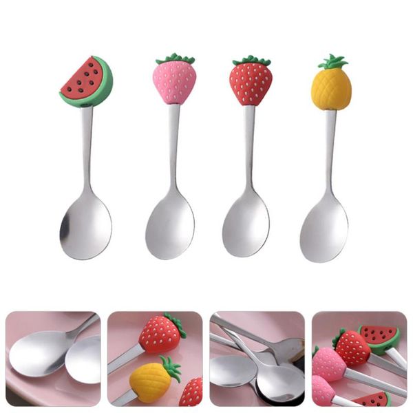 

4pcs stainless steel spoons mixing creative kids fruit shaped party favor