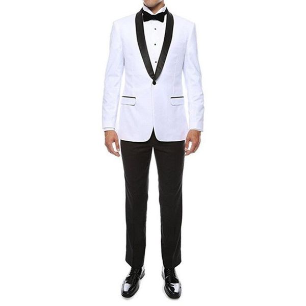 

men's suits & blazers custom made casual one button 2-piece slim fit suit set men blazer wedding groom tuxedos(jacket+pants), White;black