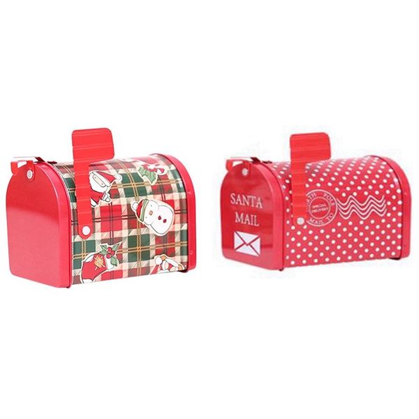 

gift wrap 2 pcs supplies christmas candy box craft iron storage organizer tin mailbox plaid & wave point
