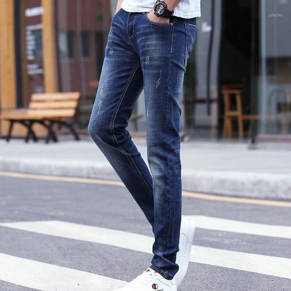 

men fashion stretch jeans trendy pants casual style slim men's, Blue