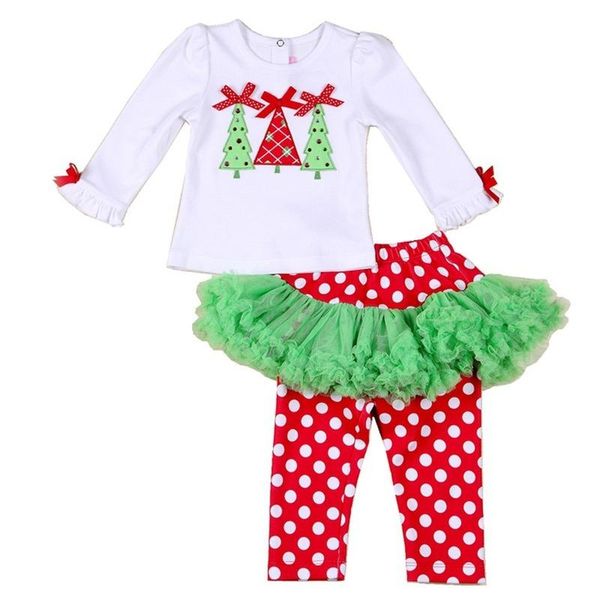 

clothing sets christmas children's suit baby clothes spring and autumn long-sleeved t-shirt culottes appliquÃ© embroidery, White