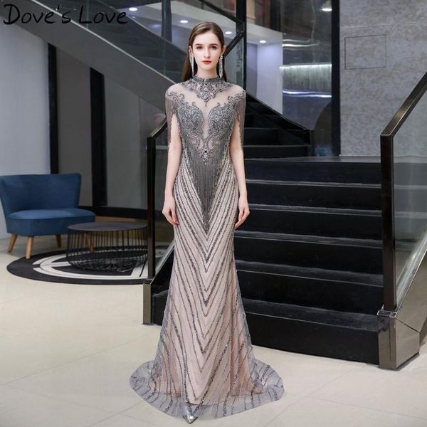 

party dresses champagne gray luxury beading crystal mermaid evening 2021 vintage women formal long prom gowns vestido de festa, White;black