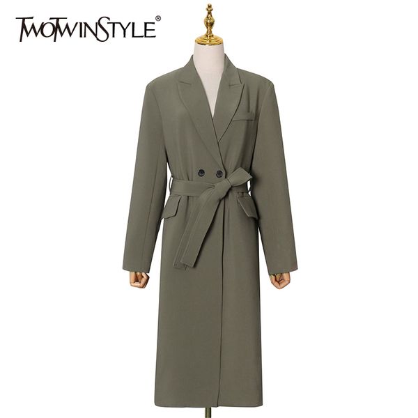 

korean solid windbreaker for women notched long sleeve high waist with sashes back split casual trench female fall 210524, White;black