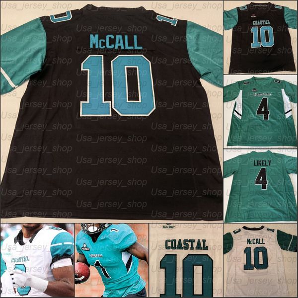 

custom coastal carolina chanticleers college football jerseys grayson mccall cj marable jaivon heiligh isaiah likely silas kelly c.j. brewer, Black