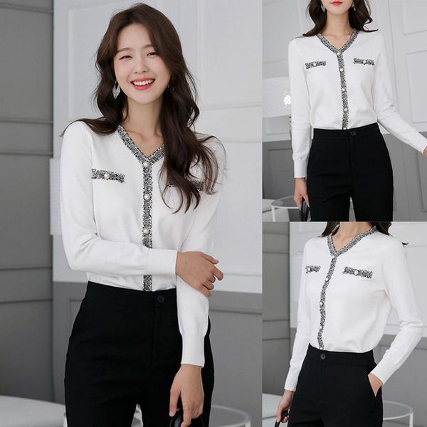 

women's sweaters female autumn knited sweater graceful korean-style loose long-sleeved, White;black