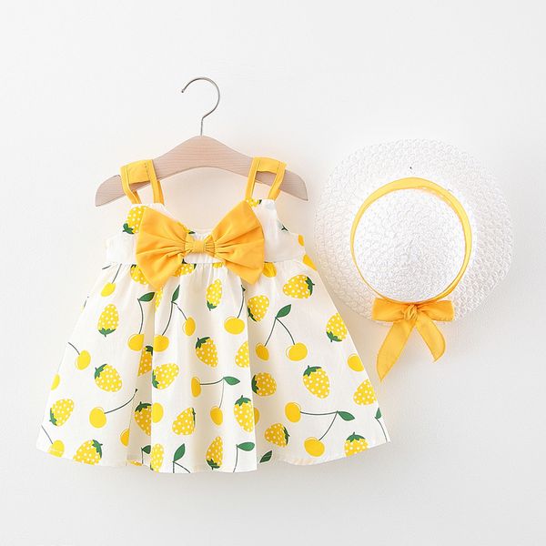 MELARIO bebê meninas vestido bonito bebê menina roupas suspensórios curva princesa vestidos para menina crianças vestido recém-nascido roupas com chapéu 210412