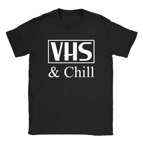 

vhs and chill mens t-shirt funny old school retro movies gift, White;black