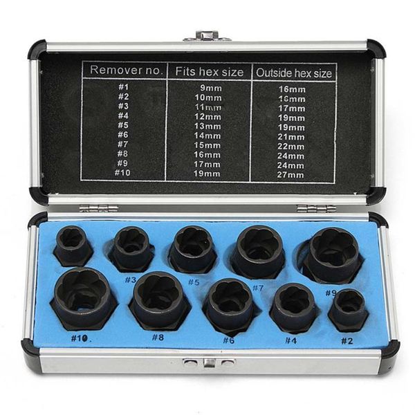 

professional hand tool sets 10pc broken nut bolt extractor socket head to take hexagonal screw screws remover threading kit black nuts set 9