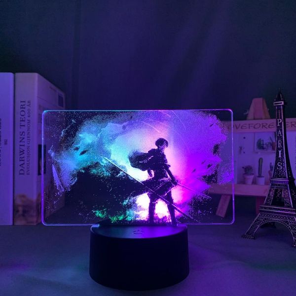 

night lights colorful anime two tone lamp attack on titan levi ackerman for kid bedroom decor birthday gift manga aot dral color led light