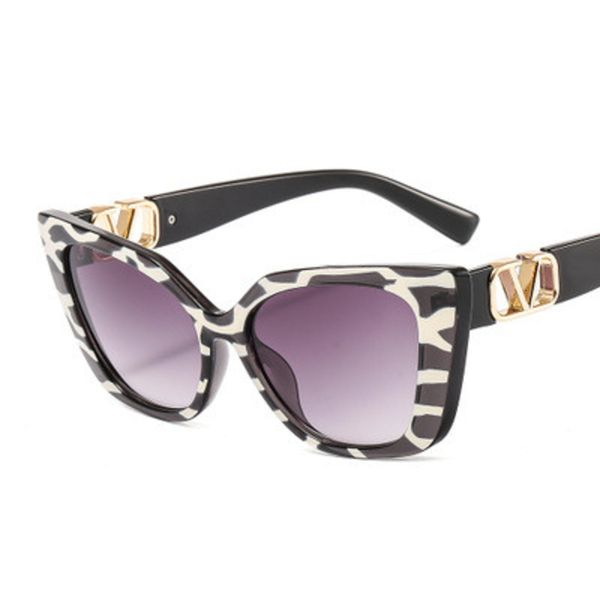 

sunglasses retro cat eye v letters women 2021 luxury brand designer vintage square sun glasses men trendy ocean metal shades, White;black