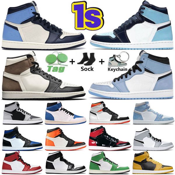 

1 high og basketball shoes jumpman 1s hyper royal university blue obsidian unc electro orange pollen smoke grey mens women sneakers trainers