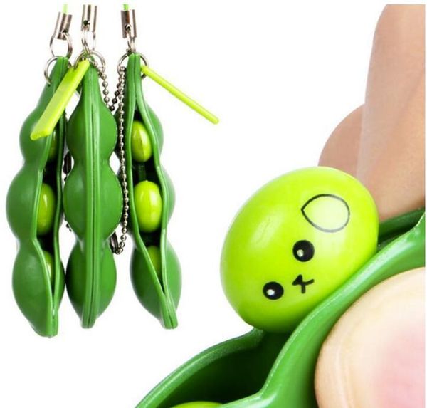 Espremer brinquedos feijão de extrusão chaveiros ervilha soja keyring festa favor edamame fidget cintas de telefone de descompressão