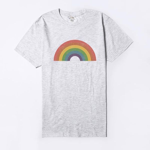 

vintage rainbow cute funny womens tee gay af lgbt lesbian men 70s pride, White