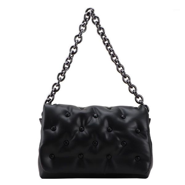 

evening bags fashion 2021 women's diamond lattice bag underarm with chain soft pu leather shoulder ladies handbag and purse black1