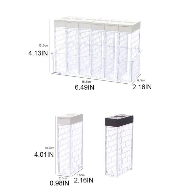 

storage bottles & jars 55kf 6pcs/set salt and pepper shakers spice box plastic transparent condiment jar container with lid
