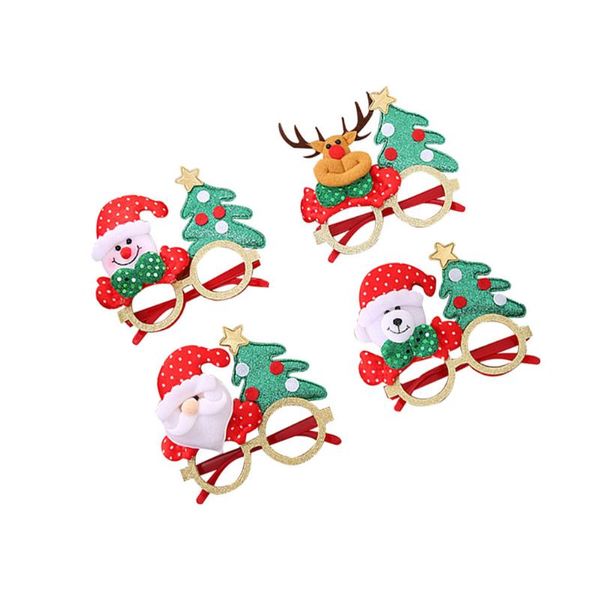 Decorazione per feste 4 pezzi Occhiali da vista di Natale Occhiali da vista creativi Puntelli Costume (Babbo Natale + Pupazzo di neve + Orso cervo)