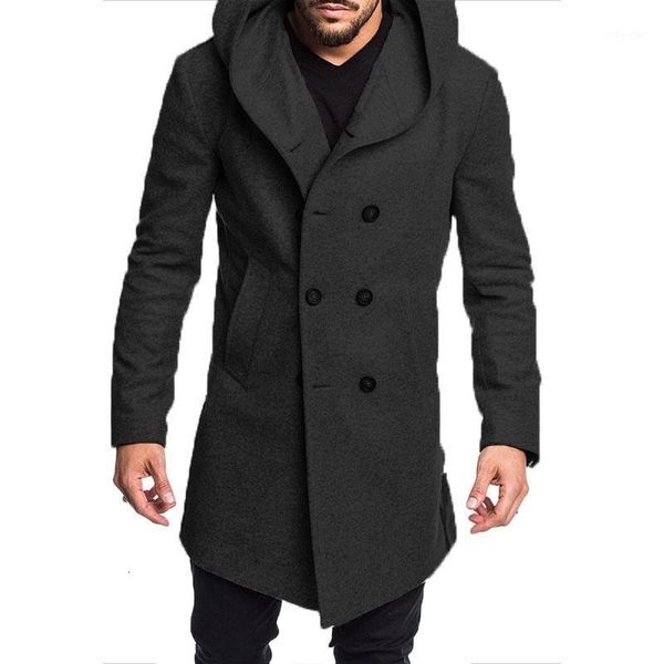 

men's wool & blends zogaa autumn woollen for men long trench coat casual outwear solid overcoat mens hooded coats and jackets1 t7vq, Black
