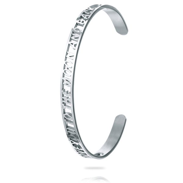 

mylongingcharm hollow letter adjustable two-tone bracelet i love you to the moon and back women's party accessories m0240, Black