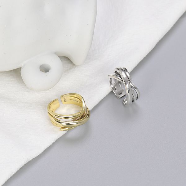 

dongdamen s925 sterling silver ring women's japan and south korea simple fashion personality line cross opening ring