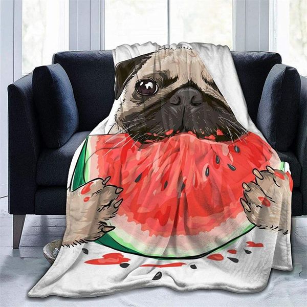 

blankets pug eats watermelon cubre throw blanket 3d print sherpa super comfortable nordic manta sonic