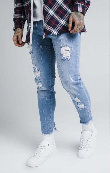 

men's jeans siksilk blue crop denim