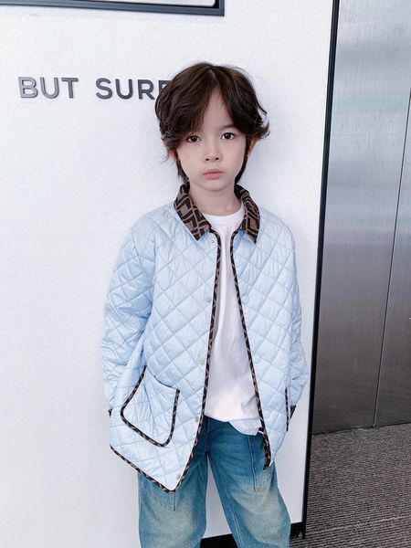 

kids girls boys down jacket autumn winter baby boys turn-down collar cotton padded coat children outerwear clothes 3 colors, Blue;gray