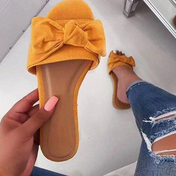 

slippers 2021 summer flat bowknot sandals women's beach shoes a850, Black