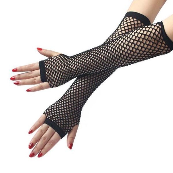 

five fingers gloves 1 pair fishnet mesh long glove fashion women lady girl protection lace elegant style black and white, Blue;gray