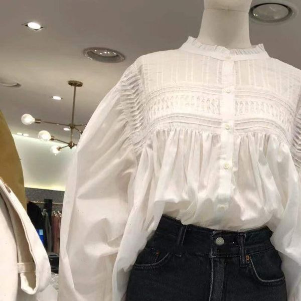 

spring solid color wild cotton women shirts fashion and bat sleeve casual clothing, White