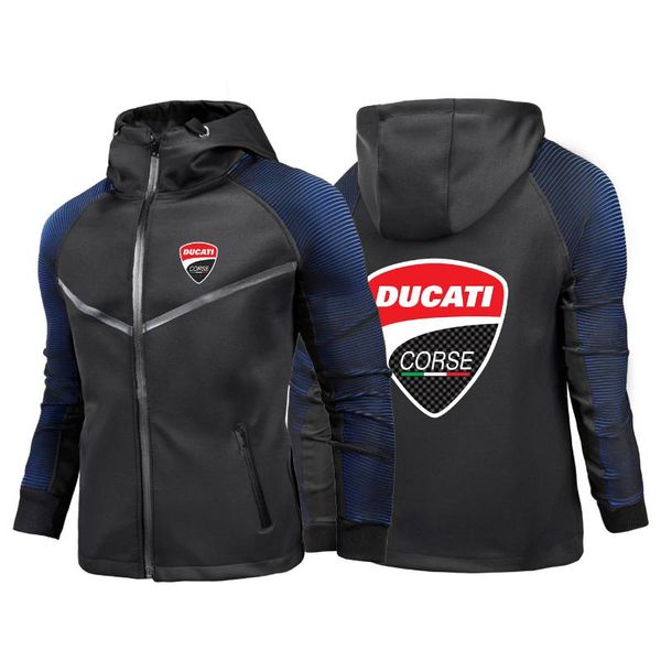 

men's hoodies & sweatshirts 2021 ducati printing spring autumn zipper breathable racing suit casual hooded custom jacket coats, Black