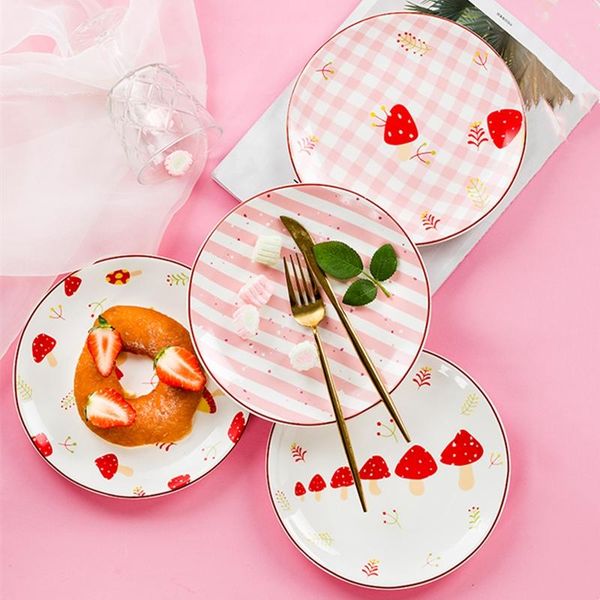 

dishes & plates chinaware plate set 4pcs cute cartoons household kitchen porcelain tableware dessert salad ceramic glaze