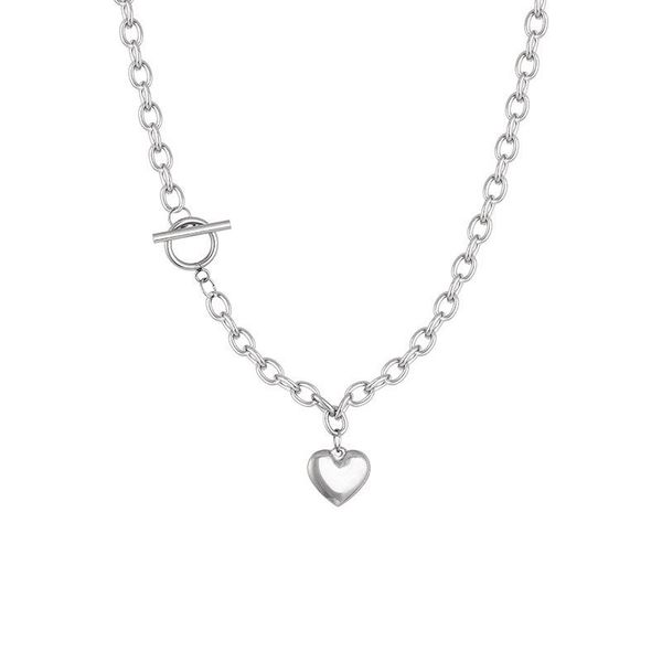 

chains potcet stainless steel love heart titanium necklace pendant clavicle chain geometric fashion hip hop party jewelry, Silver