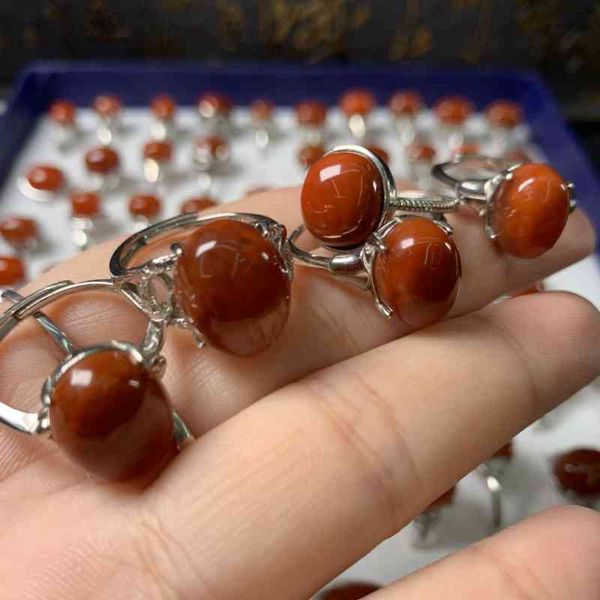 

ring natural south red agate ring full of color and meat, Silver