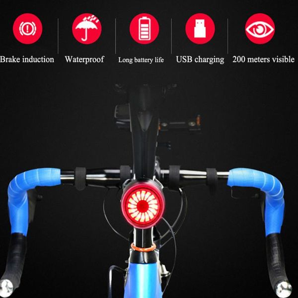 

bicycle bike rear light auto start / sbrake sensing ipx6 waterproof led charging cycling tailligh lights
