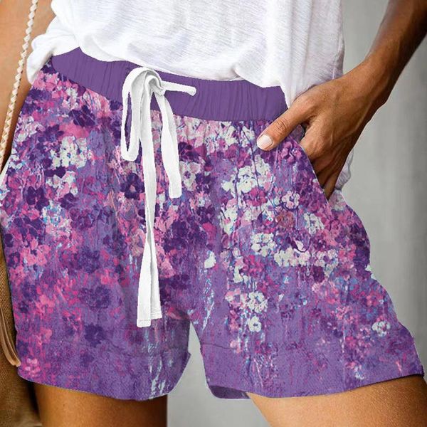 

women's panties fashion casual loose printed lace-up pockets wide leg shorts workout active fitness volleyball running, Black;pink