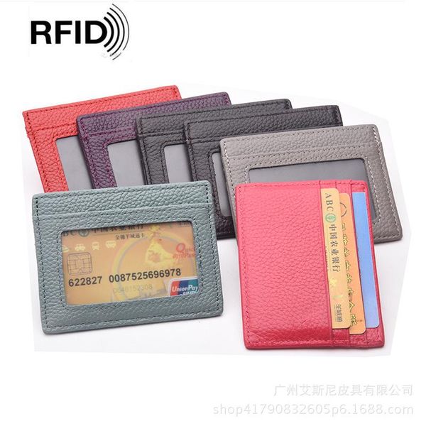 

card holders leather rfid anti-theft holder anti-degaussing pvc ultra-thin, Brown;gray