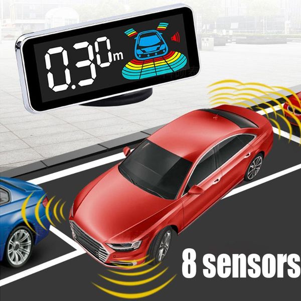 

car rear view cameras& parking sensors auto parktronic alarm system 8 display led digital universal reversing red voice sensor kit radar det