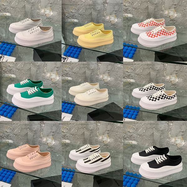 

with box luxury women's casual shoes designer canvas thick sole black and white pink outdoor platform wheel plug bottom espadrille flat