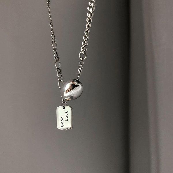 

chains sumu 925 sterling silver square letter luck bead necklace vintage adjustable pendant thai for women jewelry