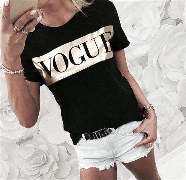 

golden vogue letter print womens t shirts short sleeve o neck loose summer causal camisetas mujer, White