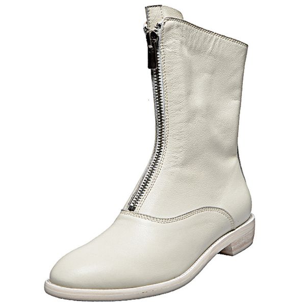 

boot genuine female short round toe front fashion black soft leather boots