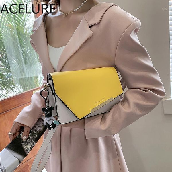 

evening bags acelure small patchwork pu leather shoulder for women fashion all-match flap female messenger shopping purse handbag1