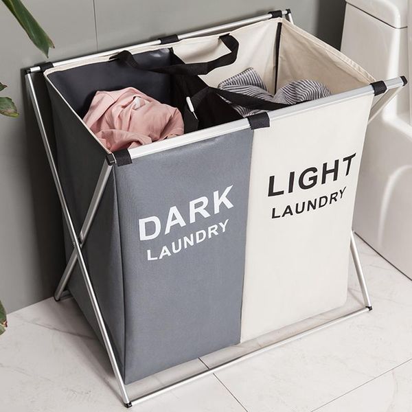 

environment laundry basket two grids dirty clothes storage organizer collapsible waterproof folding large & organization