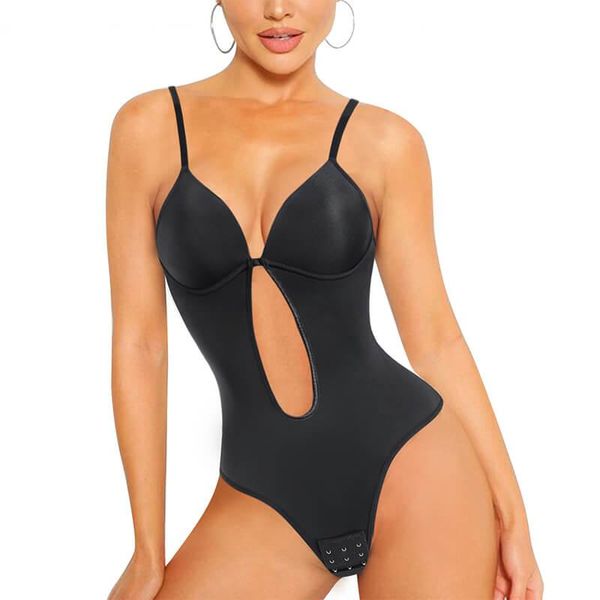 

women's shapers women body shaper lingerie breast lifter slips backless thong bodysuit shapewear, Black;white