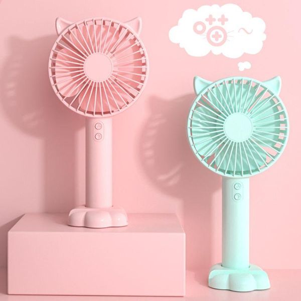 

electric fans cute cartoon creative mobile phone bracket usb handheld with led light3 speed adjustable cooling fan
