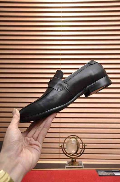 

leather men's genuine dress shoes fashion wedding party oxfords brand handmade casual loafers mens slip on business flats size 38-45, Black