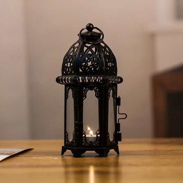 

candle holders candlestick holder windlamp moroccan style hollow indoor floor garden easy install iron glass lantern lamp gift choice