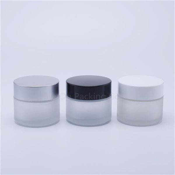 

storage bottles & jars 100pcs 100g clear frost glass cream cosmetic packaging with lid plastic caps inner liners round empty small