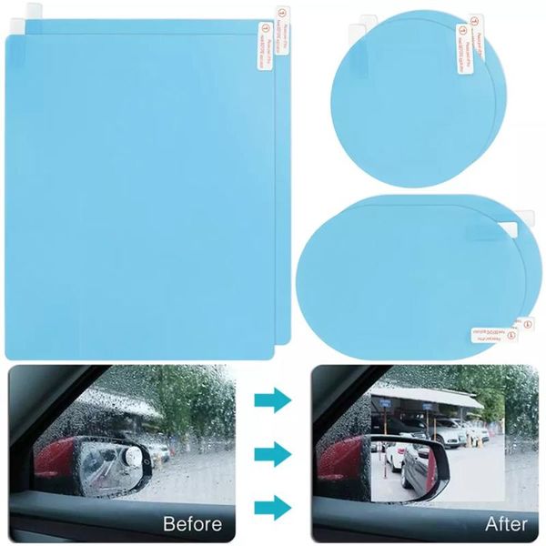 

car sunshade 6pcs/set waterproof rainproof sticker auto side mirror window anti fog film glare protective films