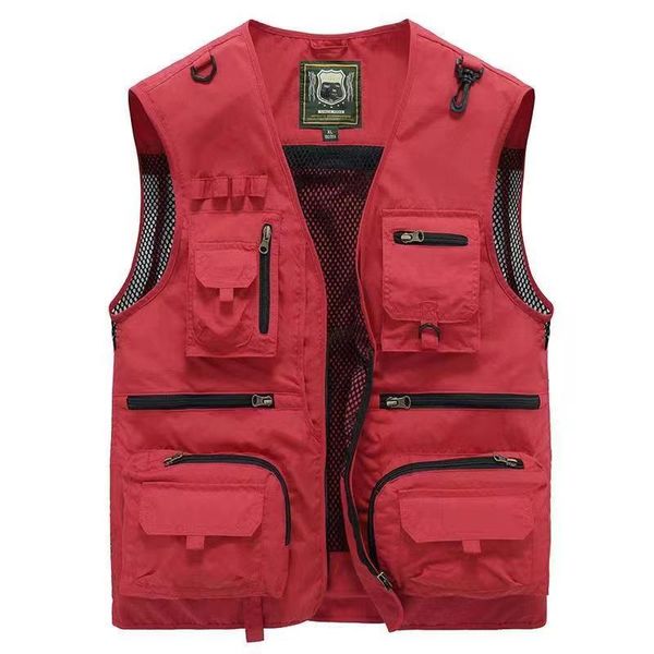 

men' tank outdoor fishing vest breathable mesh sporting multi functional cargo pocket thin, White;black